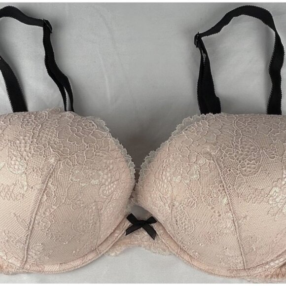 Victoria Secret Light Pink Lace Dream Angels Push Up Bra 36D Padded Underwire - Picture 1 of 5